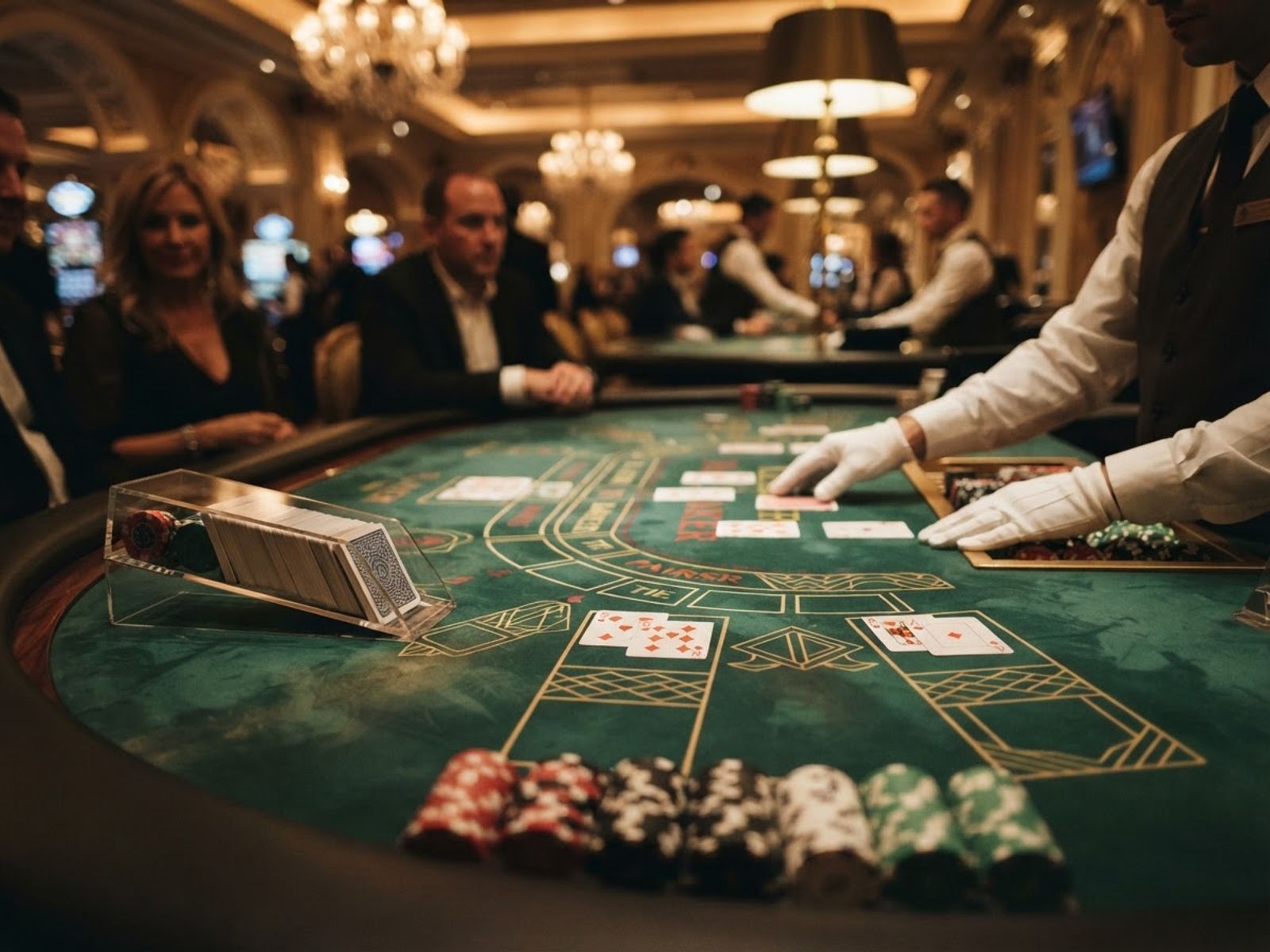 Live baccarat aan de casinotafel met kaarten
