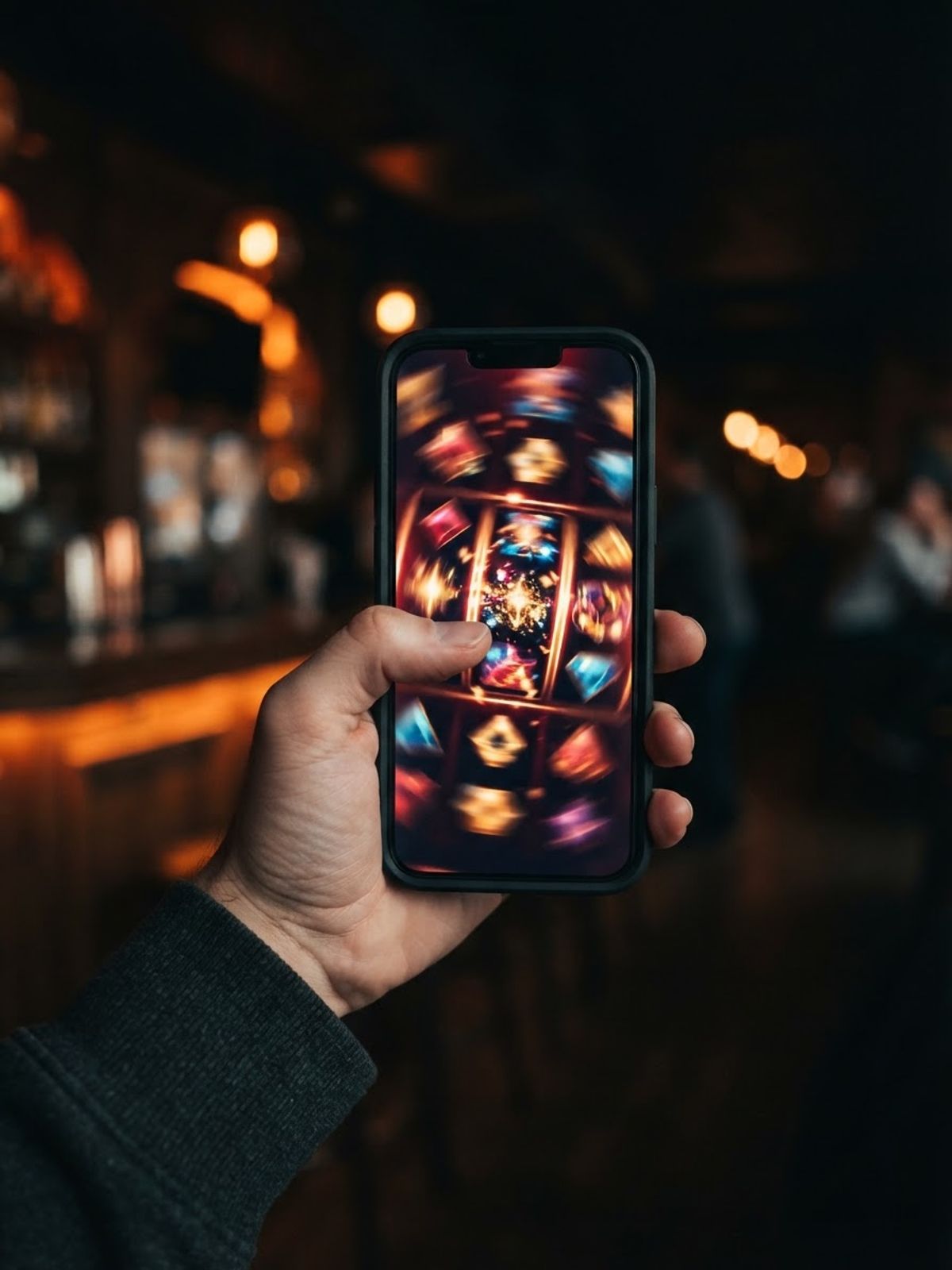 Smartphone met casinospel in de hand